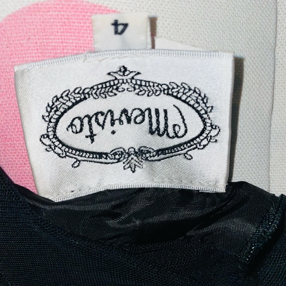 Mevisto Vintage Classic Little Black Dress Square Neckline Sleeveless Mesh Back - Picture 5 of 7